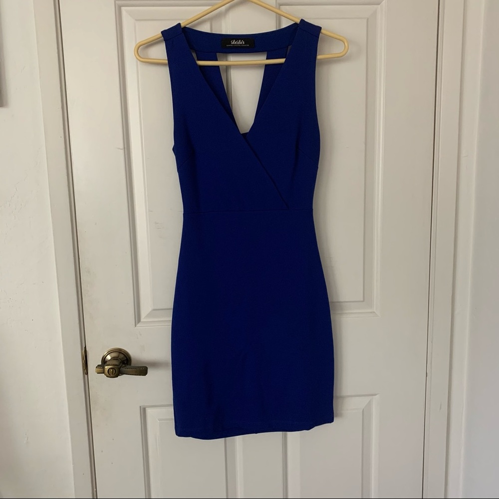 Blue Bodycon Strappy Back Dress